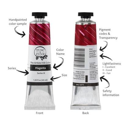 Tusc & Pine Artist Oil Paint - Brilliant Purple, 150 ml, Non-Yellowing, Rich & Creamy Consistency, Maximum Pigment Load, Small Batch Milled Oil Paints Made in the USA - color: Brilliant Purple, size: 5.07 Fl Oz (Pack of 1)