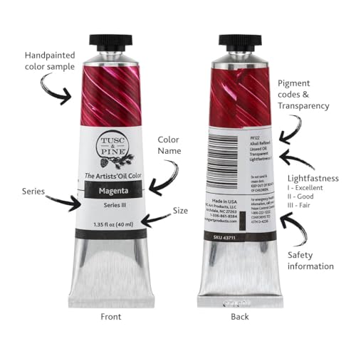 Tusc & Pine Artist Oil Paint - 40 ml Set of 5 - Modern White - Non-Yellowing, Rich & Creamy Consistency, Maximum Pigment Load, Small Batch Milled Oil Paints Developed for Professional Artists - color: Modern White, size: 6.75 Fl Oz (Pack of 1)