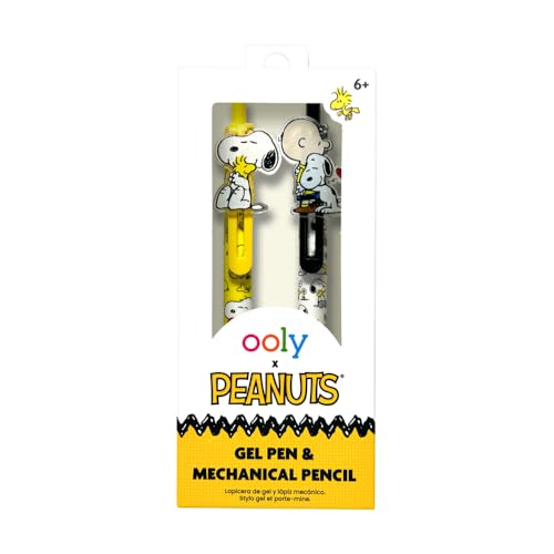 Ooly x Peanuts Officially Licensed Snoopy Mechanical Pencil and Gel Pen Set | Ages 6+, 0.5mm Mechanical Pencil and 0.7mm Black Ink Gel Pen, Fun Peanuts Stationery for School and Kids - style: Peanuts Mechanical Pencil and Pen Set