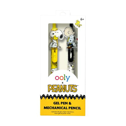Ooly x Peanuts Officially Licensed Snoopy Mechanical Pencil and Gel Pen Set | Ages 6+, 0.5mm Mechanical Pencil and 0.7mm Black Ink Gel Pen, Fun Peanuts Stationery for School and Kids - style: Peanuts Mechanical Pencil and Pen Set