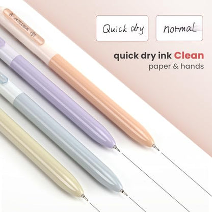 WRITECH Gel Pens Fine Point: 0.5mm Black Silent Click Needle Tip 4ct - color: Black-4ct