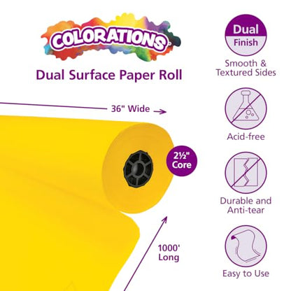 Colorations Dual Surface Paper Roll Classroom Supplies for Arts and Crafts Yellow (36" x 1000') (Item # DSYE) - color: Yellow