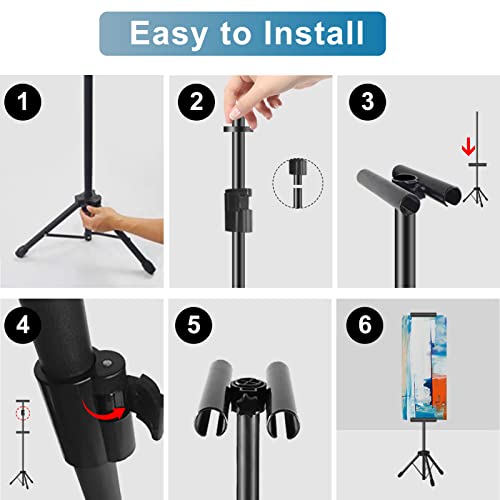 Poster Stand, Metal Adjustable Easel Stand for Painting Canvases Height from 48 to 86 Inch, Including Carry Bag for Table-Top/Floor Drawing, Meeting, Wedding, and Displaying
