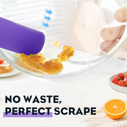 3pcs Silicone Jar Spatulas 10in Long Skinny Heat-Resistant, Narrow Spatula Set for Scraping Peanut Butter, Sourdough, Jam in Small Containers, Blenders & Baking (Black & Purple & Red) - color: Black & Purple & Red