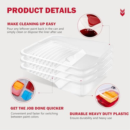Mister Rui Paint Tray, 11 Pack, 9 Inch Paint Tray with 10 Liners | Sturdy Tray with Disposable Liners for Easy Cleanup. Ideal for Walls, Ceilings, DIY and Large Projects - size: 9 Inch, 11 Pack