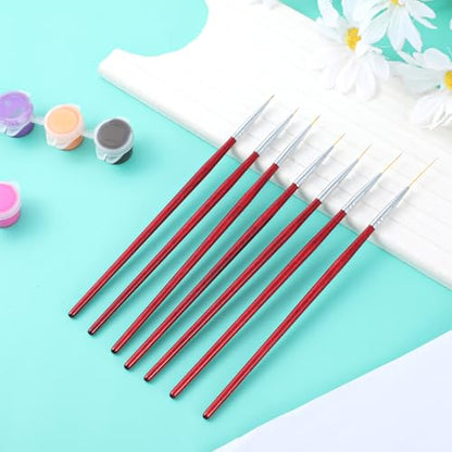 7 Pcs Rigger Artist Paint Brush, Highly Flexible Paint Brushes Extra Long Fine Point Tip Pinstriping Scroll Outlining Brush Fine Detail Paintbrushes for Watercolor Oil Gouache Pastry Cookie