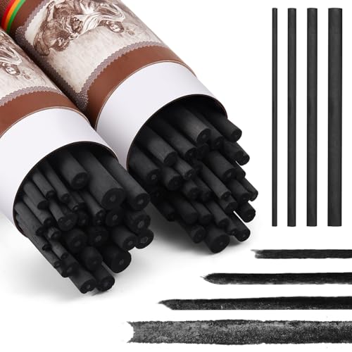 Gueevin 60 Pcs Soft Willow Charcoal Sticks Drawing,2-4mm，4-5mm，5-7mm，7-9mm - size: 2-4mm，4-5mm，5-7mm，7-9mm