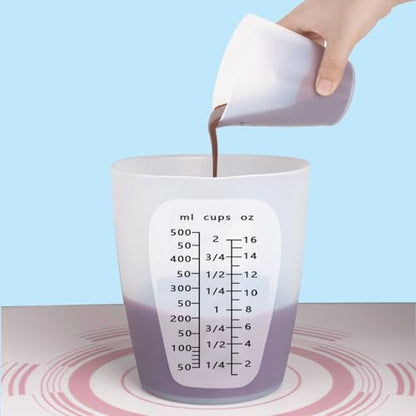 Silicone Measuring Cup, 5PCS Silicone Cups for Epoxy Resin Mixing, 500 & 100ml Reusable Resin Supplies for Resin, Molds, Jewelry Making
