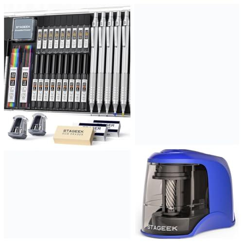 STAGEEK 35Pcs Art Mechanical Pencil Set with Case Electric Pencil Sharpener