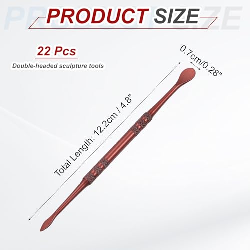 HARFINGTON 22pcs Wax Carving Tool 4.8" Double-Headed Stainless Steel Sculpture Tools Kit Modeling Engraving Sculpting Spoons for Clay Pottery Crafts Shaping, Rose Gold - color: Rose Gold