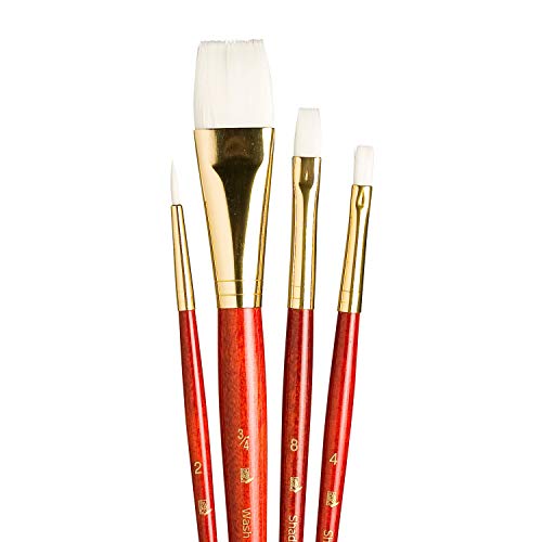 Princeton RealValue Brush Set, White Taklon, Red Handle, 4 Piece, 1 Count - style: Set-9125