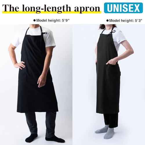 Chef/Bistro Cooking Apron with 2 Large Pockets for Men & Women Lightweight Adjustable Neck Strap Water-repellent - color: Black