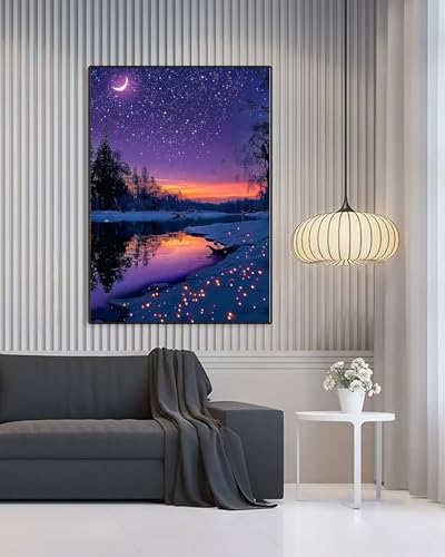 Starry Night Diamond Art Kits for Adults, Nature Diamond Art 12X16 Inch - color: Landscape 03