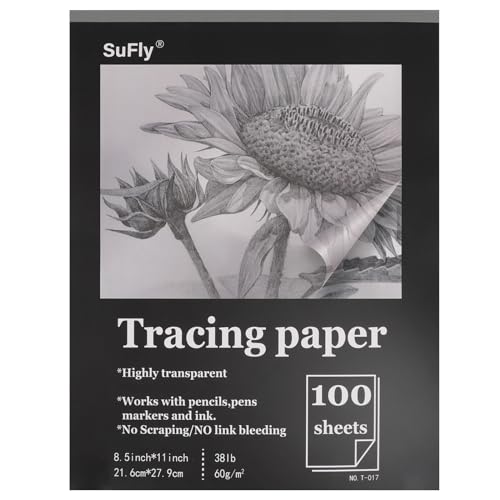 Tracing Paper 8.5x11 inch, 100 Sheets Transparent Vellum Paper for Tracing Pads, 38lb/60gsm Translucent Tracing Paper for Pencil, Marker and Ink，Trace Images, Sketch, Preliminary Drawing, Overlays. - color: Clear, size: 8.5-x-11-inch:1 Pack