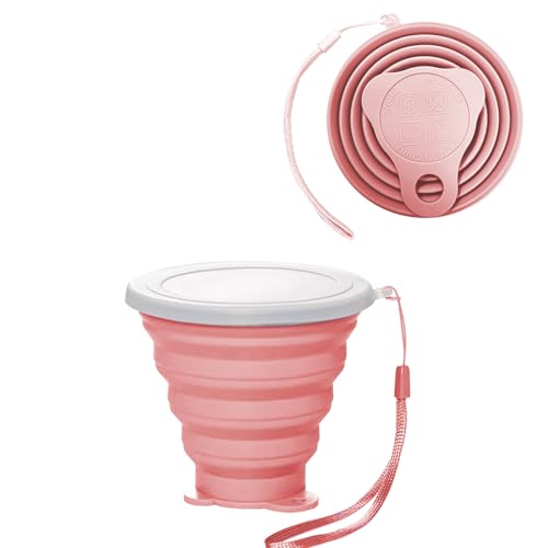 Silicone Collapsible Cups for Camping Travel,Small Portable Backpacking Camping Cup for Outdoor,Reusable Drinking Cup with Scale,270ml(Pink) - color: Pink1