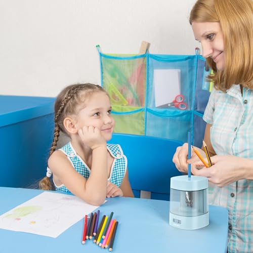 Deli Electric Pencil Sharpener, Automatic Pencil Sharpeners, Blue | Suitable for No.2 Pencils Colored Pencils, USB & Battery Operated Pencil Sharpener for School, Home, Office, Classroom - color: Blue