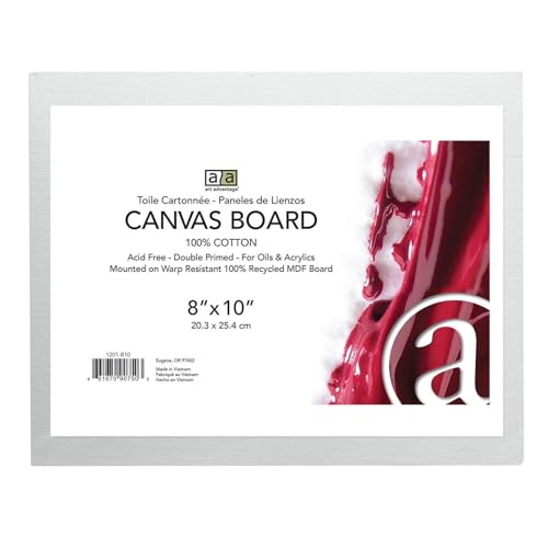 Art Advantage Canvas Board Recycled MDF 8x10 - Recycled MDF Canvas Panels for Painting, Paint Canvas, Canvases for Painting, Acrylic, Oil & Watercolor Art, Professional & Hobby Use - size: 8-inch x 10-inch Board