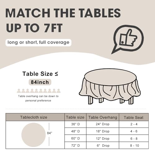 D&Z 6 Pack White Disposable Plastic Tablecloth, 84" Round Table Cover - color: White, size: 6 Pack 84" Round