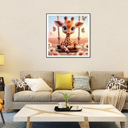 AMORARS 5D Diamond Painting Kit for Adults, Giraffe Swing Diamond Art Beginners - DIY Full Diamond Dot Animal Gem Art Paintings, Suitable Gifts, and Home Decoration Crafts, 12x12Inch