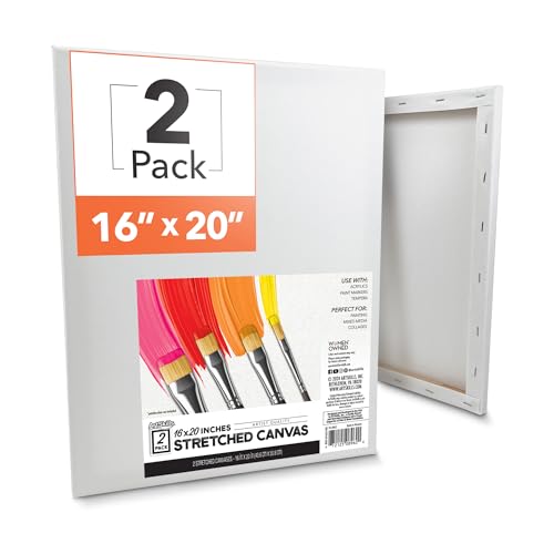 ArtSkills Stretched Canvas for Painting, 16x20 Canvas, 2-Pack Framed | Blank Canvas, Premium Wood Frame, Painting Supplies for Artists - size: 2-Pack 16x20