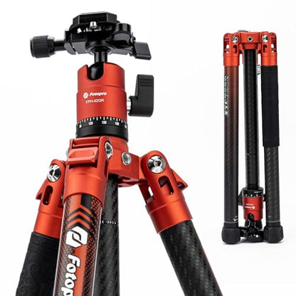 Fotopro 62 Inch Carbon Fiber Tripod for Camera Ultralight Travel Camera Tripod Max Loads Up 22lbs X-Aircross 3 Orange - color: Orange