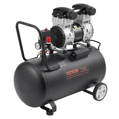 VEVOR Air Compressor, 15 Gallon Steel Tank, 2HP 5.3 CFM@90 PSI Oil Free Air Compressor & Max. 125PSI Pressure, 78dB Ultra Quiet Portable Compressor, for Auto Repair, Tire Inflation, Spray Painting - size: 15 Gallon