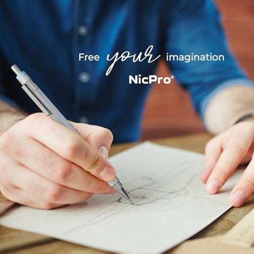 Nicpro Blocky Gear 0.5 mm & 0.7 mm Mechanical Pencils Set in Case | Metal Pencil with 6 Tube Lead Refills, Eraser, Eraser Refills for Professional & Adult Art Writing Drafting Drawing Sketching - style: Contemporary