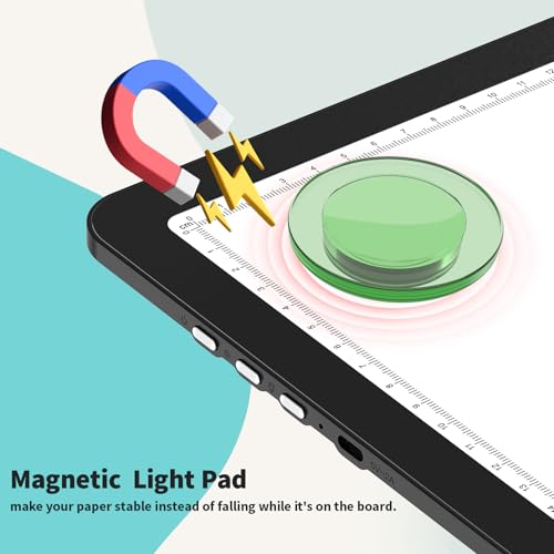 Elice Rechargeable A3 Light Pad with Carry Bag, Magnetic LED Light Board with Physical Button, Super Bright Diamond Art Light Pad, Ultra-Thin Light Box for Tracing, Weeding, Diamond Painting -Black - color: Black, size: A3 with Carry Bag