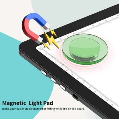 Elice Rechargeable A4 Light Pad with Carry Bag, Magnetic LED Light Board with Physical Button, Super Bright Diamond Art Light Pad, Ultra-Thin Light Box for Tracing, Weeding, Diamond Painting -Black - color: Black, size: A4 with Carry Bag