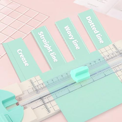 A5 Paper Cutter,4 in 1 Paper Trimmer Photo Cutter,Scrapbook Papers Craft Cutter with Dial Blades of Straight,Wave,Perforated,Creasing for Cutting Papers,Coupons,Postcards,Card(Green) - color: Green