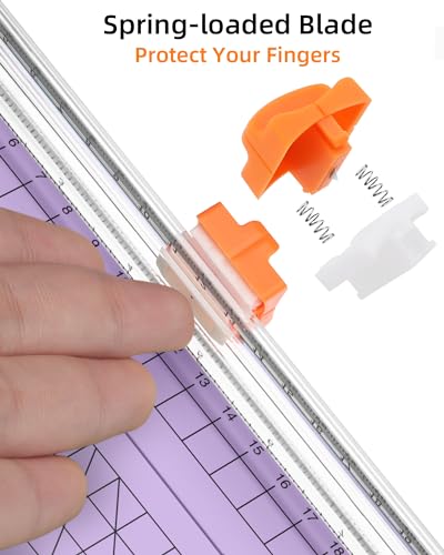 Firbon A5 Paper Cutter, Small Straight Paper Trimmer with Side Ruler | Purple Compact Design | Cuts Photo, Cardstock, Labels & Coupons | Portable Desktop Slicer | Scrapbooking & Craft Projects - color: A5-purple