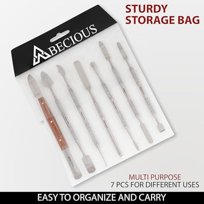 ABECIOUS Wax Carving Tools Set (7Pcs), Metal Clay Sculpting Tools, Stainless Steel Double Ended Premium Dab Tool for Carving, Modeling, Sculpting and Shaping