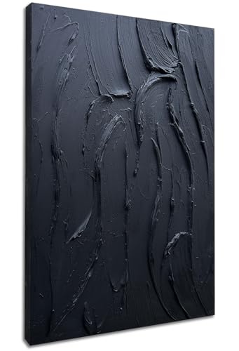 zoinart Hand Painted Large Thick Texture Black Minimalist Oil Paintings Contemporary Art Oil on Canvas Vertical Wall Art Home Office Corridor Wall Art - color: BL-042B