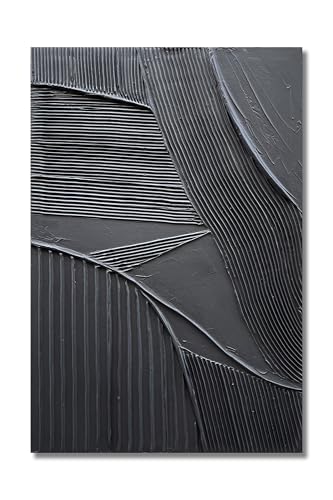 Art 36x24 inch Hand-Painted Pure Black Texture Oil Painting Modern Abstract Art Home Office Wall Decoration Painting - color: Yi100
