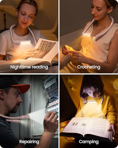 Glocusent Bendable Neck Light, 100 Hours Reading Light for Book Lover Gifts - color: Pink