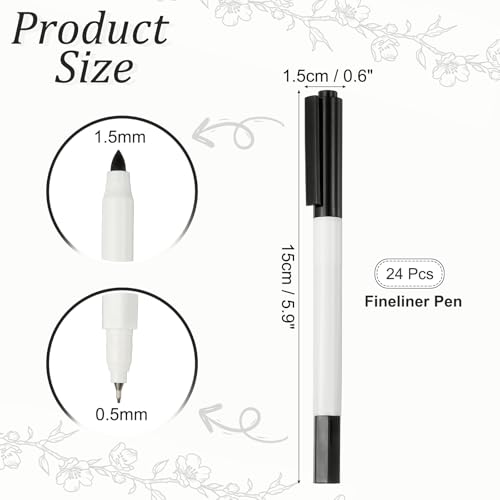PATIKIL 24 Pack Dual Brush Markers, Black Fine and Brush Tips Pens Marker Calligraphy Coloring Art Supplies Set for Coloring Book Illustration Sketching Journaling, 1.5mm 0.5mm