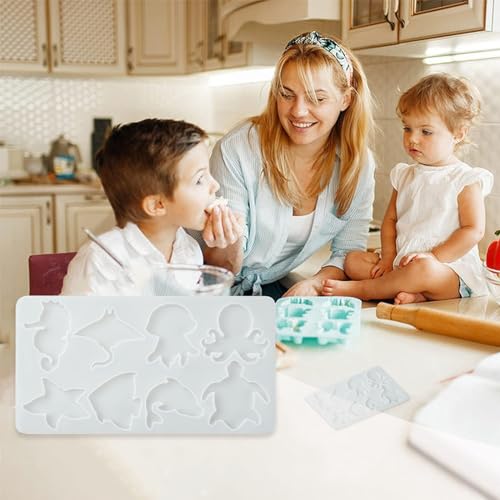 3 Pcs Ocean Marine Animal Silicone Molds for Resin Keychain Epoxy DIY Jewelry Making - color: 3pcs-138x259x8mm-ocean marine molds