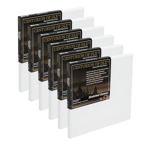 Centurion Deluxe Professional Oil Primed Linen Stretched Canvas, 11oz Linen, 20x20 - Box of 6, 0.67" Deep Canvases, Kiln-Dried Stretchers, Back Stapled, Premium Medium Weight Canvas for Oil Paintings - size: 20"x20"
