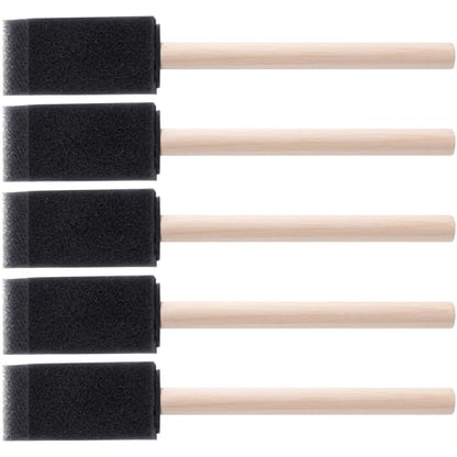 HINZIC 5 Pcs 1" Foam Paint Brushes, Wood Handle Sponge Brushes, Black - color: Black-1inch,5pcs