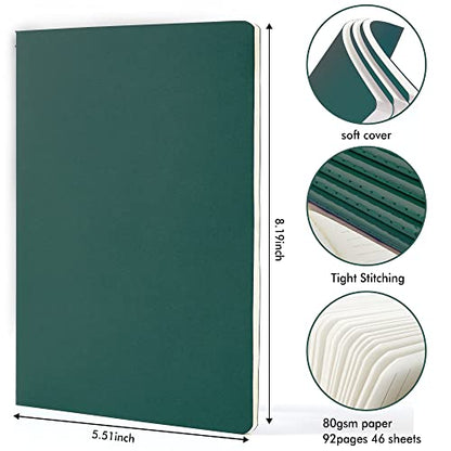 36 Pack Soft Cover Journal Bulk, Feela Lined Blank Travel Journal for Women Men Writing, Notebooks College Ruled for Work, Note Taking Notebook School Business Supplies, 8.2” x 5.5”, A5, Dark Green - color: 36 Dark Green
