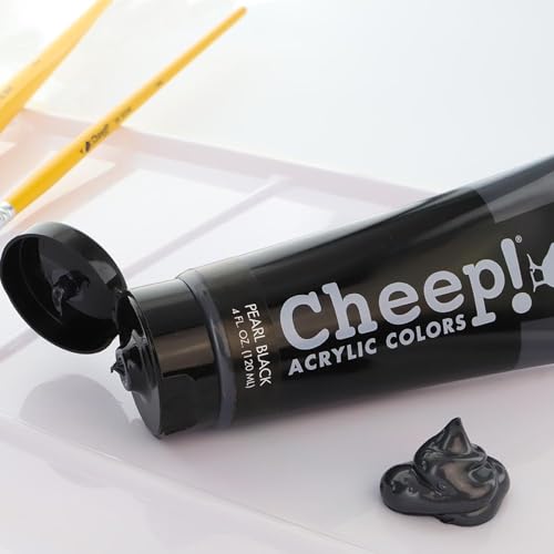 Cheep! Acrylic Paints, 4 oz. Tube - Pearl Black, Perfect for Artists - Quality Acrylic Paint Heavy Body Paint Artist and Student - color: Pearl Black