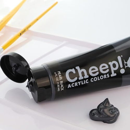 Cheep! Acrylic Paints, 4 oz. Tube - Pearl Black, Perfect for Artists - Quality Acrylic Paint Heavy Body Paint Artist and Student - color: Pearl Black