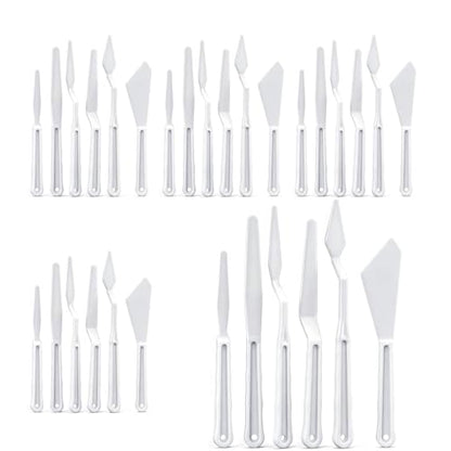 Plastic Palette Knives Set, 30 Pieces Spatula Palette Knives Thin Flexible Art Knife Tools for Mixing, Spreading, Scratching, Layering Colors, Oil Acrylic Watercolor Painting