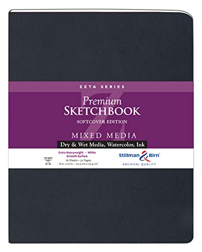 Stillman & Birn Zeta Series Softcover Sketchbook, 8" x 10", 270 gsm (Extra Heavyweight), White Paper, Smooth Surface - size: 8" x 10" 270 gsm (Extra Heavyweight)