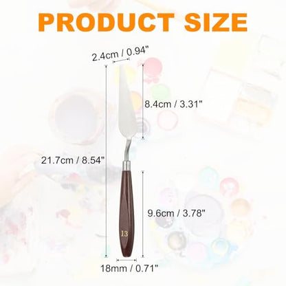 HARFINGTON Palette Knife Painting Tool 3.31 x 0.94 Stainless Steel Art Spatula Pallet Knives Scrapers Tools with Beech Wood Handle for Acrylic Oil Canvas Mixing Spreading, Red/Silver - size: 3.31" x 0.94"