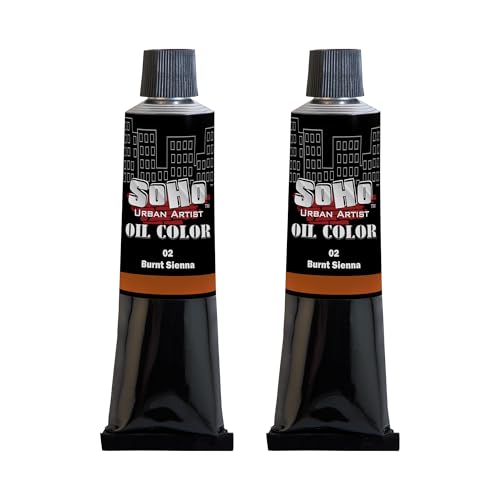 Soho Urban Artist Oil Paint - 2 Pack, Burnt Sienna 2 Pack - 170 ml Tube - Best Valued Oil Colors for Painting with Excellent Pigment Load - color: Burnt Sienna