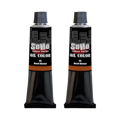 Soho Urban Artist Oil Paint - 2 Pack, Burnt Sienna 2 Pack - 170 ml Tube - Best Valued Oil Colors for Painting with Excellent Pigment Load - color: Burnt Sienna