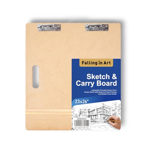 Falling in Art 23x26 Sketch Board with Sturdy Clip &Rubber Bands | Professional Art Drawing Board, Portable Artists Clipboard for Classroom, Studio Drawing, Outdoor Painting - size: 23X26"