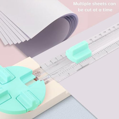 A5 Paper Cutter,4 in 1 Paper Trimmer Photo Cutter,Scrapbook Papers Craft Cutter with Dial Blades of Straight,Wave,Perforated,Creasing for Cutting Papers,Coupons,Postcards,Card(Green) - color: Green