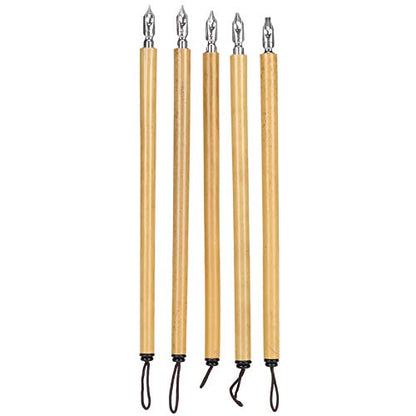 5 PCS Dip Pen, Calligraphy Bamboo Pens, Inking Pens for Drawing, Writing, Masking Fluid